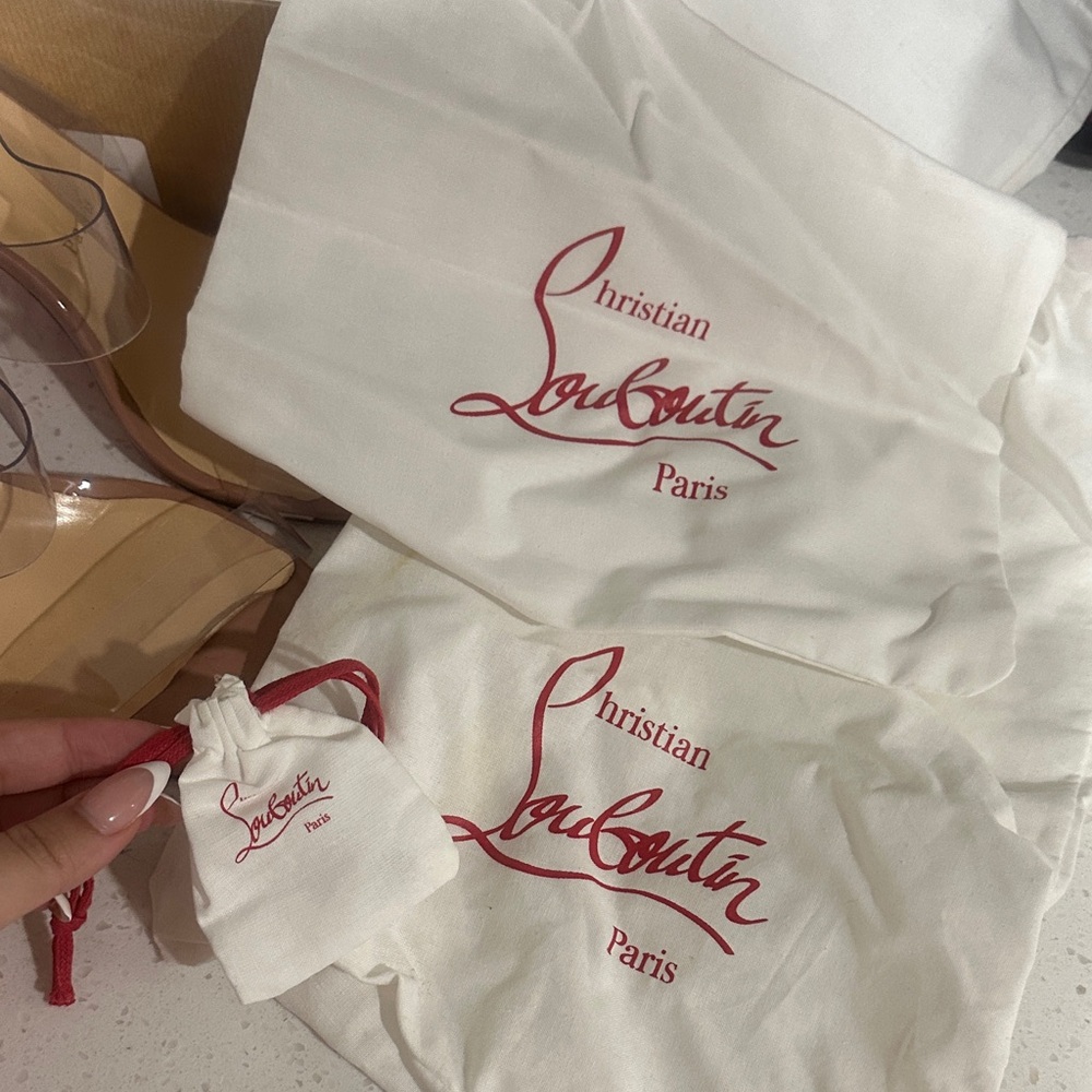 Christian Louboutin Clear and Tan Heels - Picture 6 of 6